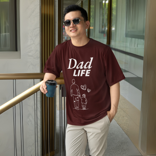 Dad Life Men's Maroon Oversized Tshirt