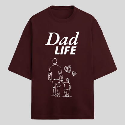 Dad Life Men's Maroon Oversized Tshirt