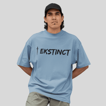 Ekstinct Men's Baby Blue Oversized Tshirt