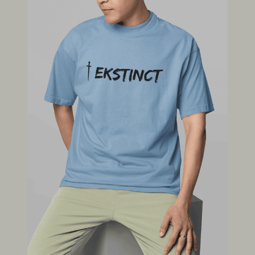 Ekstinct Men's Baby Blue Oversized Tshirt