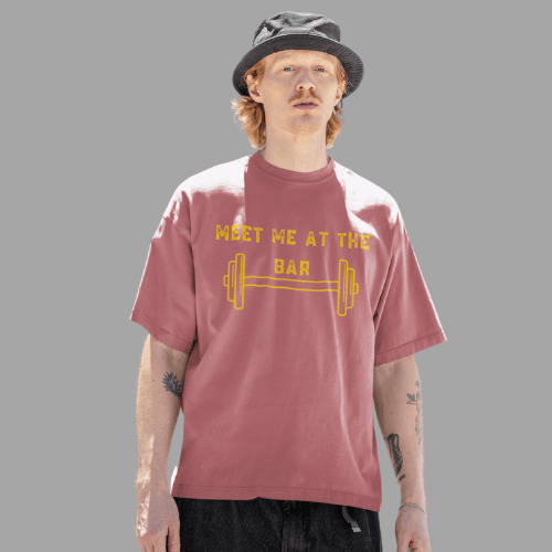 Meet At Bar Men's Dusty Rose Oversized Tshirt