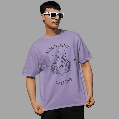 Mountains Calling Men's Oversized Lavender Tshirt