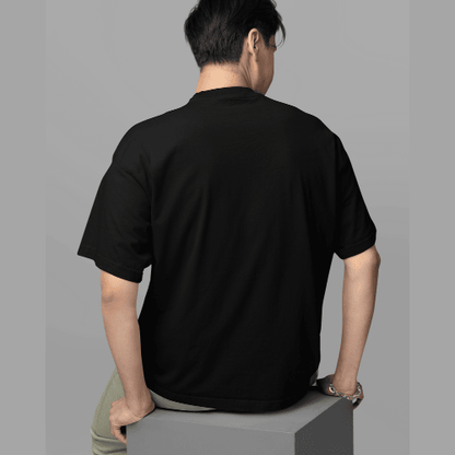 Hustle Men's Black Oversized Tshirt