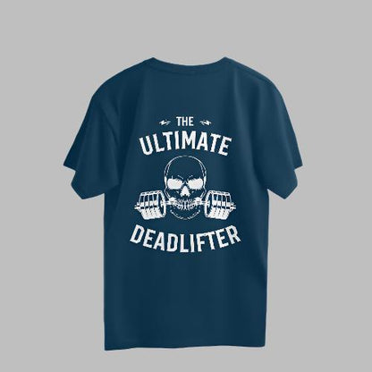 Gym Deadlift Back Design Men's  Navy Blue Oversized Tshirt